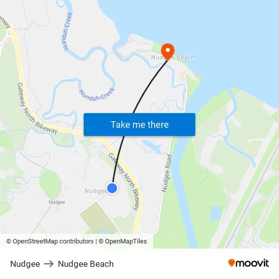 Nudgee to Nudgee Beach map