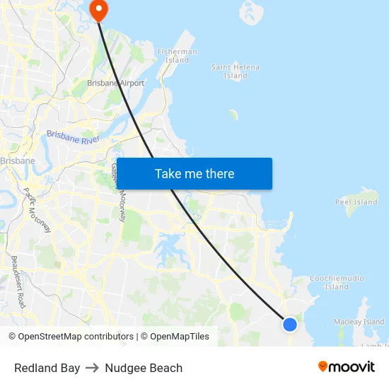 Redland Bay to Nudgee Beach map