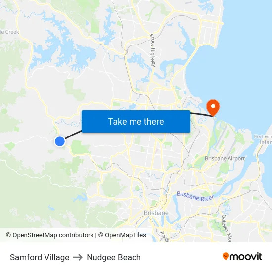 Samford Village to Nudgee Beach map