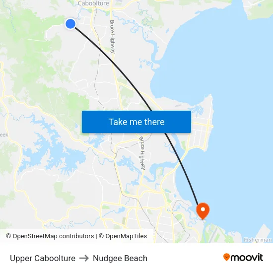 Upper Caboolture to Nudgee Beach map