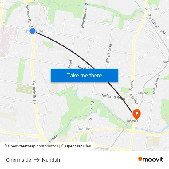Chermside to Nundah map