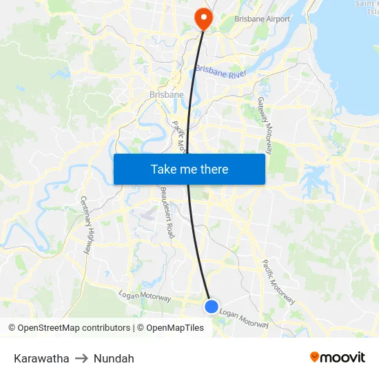 Karawatha to Nundah map