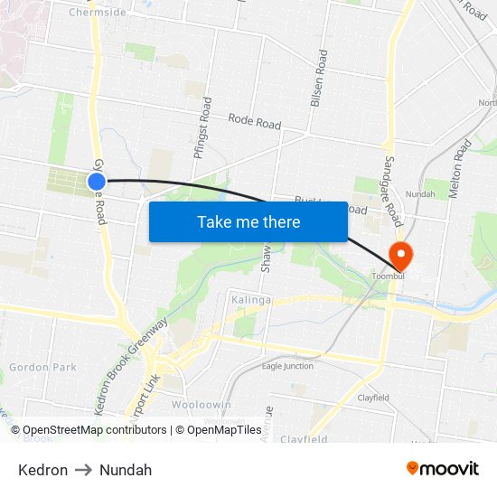 Kedron to Nundah map