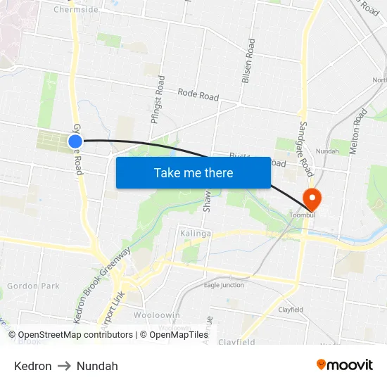Kedron to Nundah map