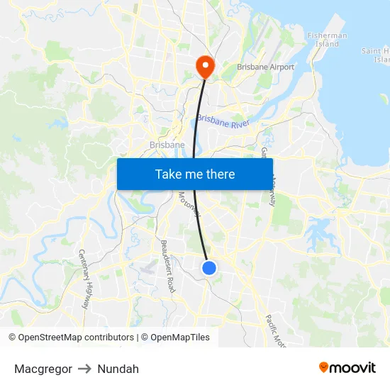Macgregor to Nundah map