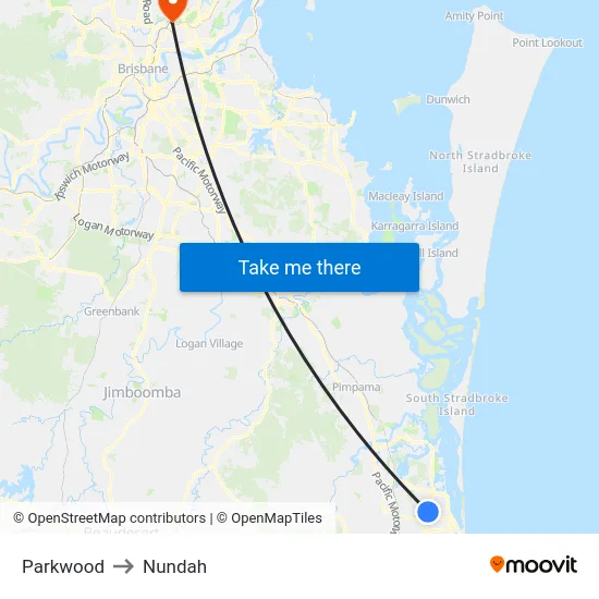 Parkwood to Nundah map