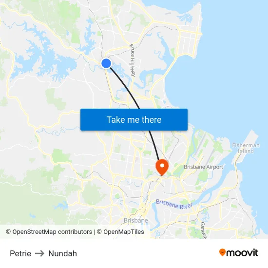Petrie to Nundah map