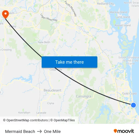 Mermaid Beach to One Mile map