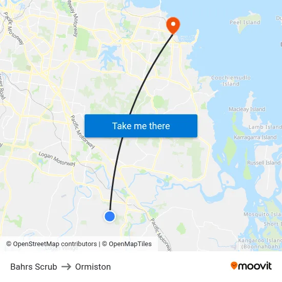 Bahrs Scrub to Ormiston map