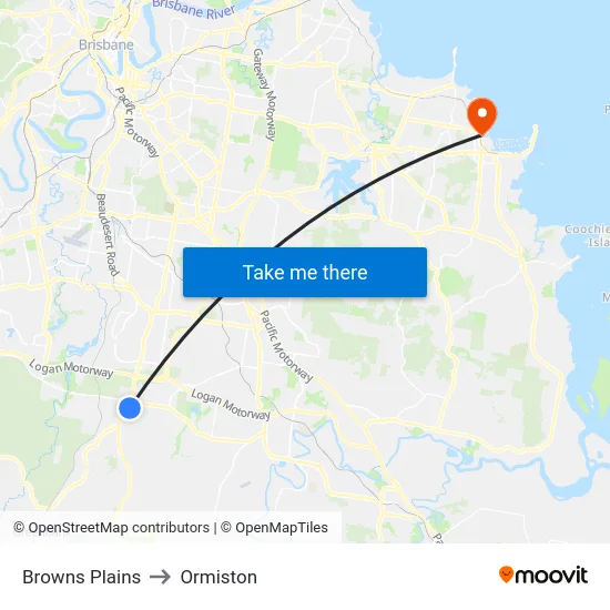 Browns Plains to Ormiston map