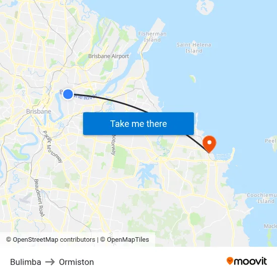 Bulimba to Ormiston map