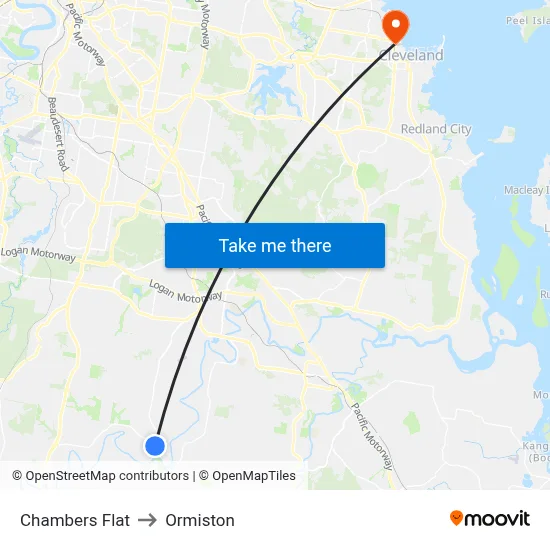 Chambers Flat to Ormiston map