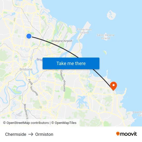 Chermside to Ormiston map