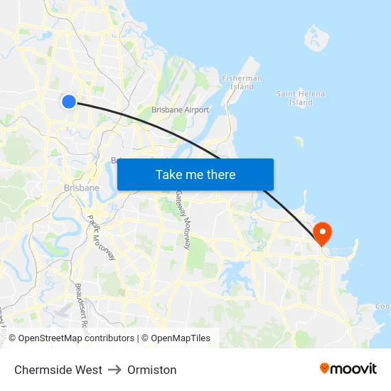 Chermside West to Ormiston map