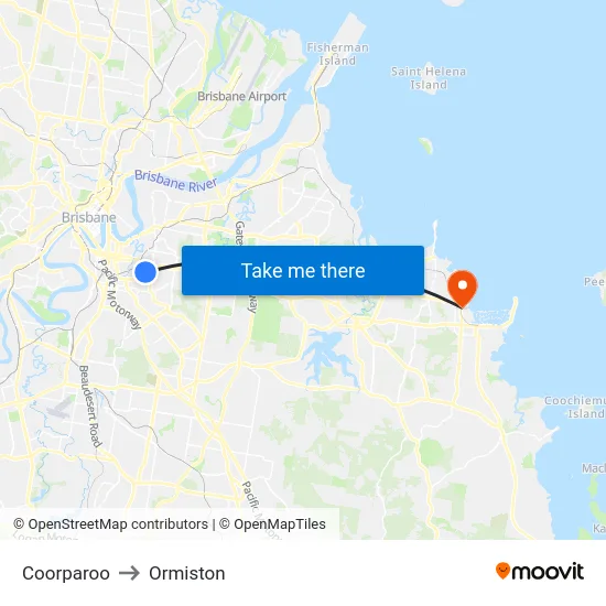 Coorparoo to Ormiston map