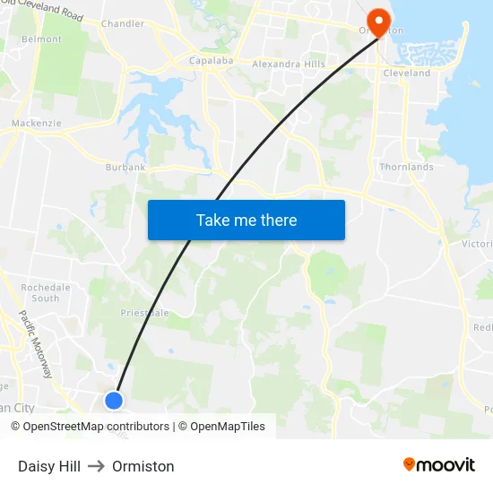 Daisy Hill to Ormiston map