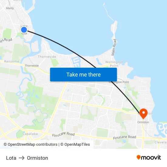 Lota to Ormiston map