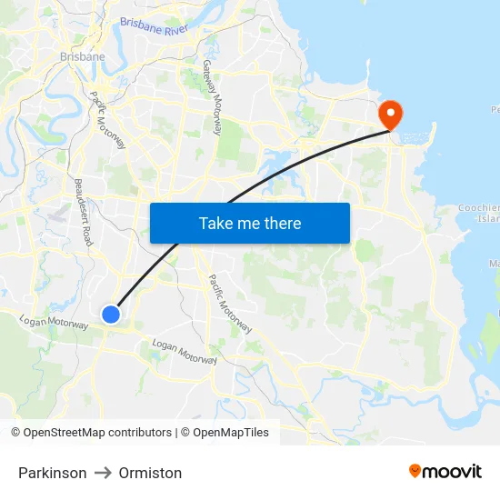 Parkinson to Ormiston map