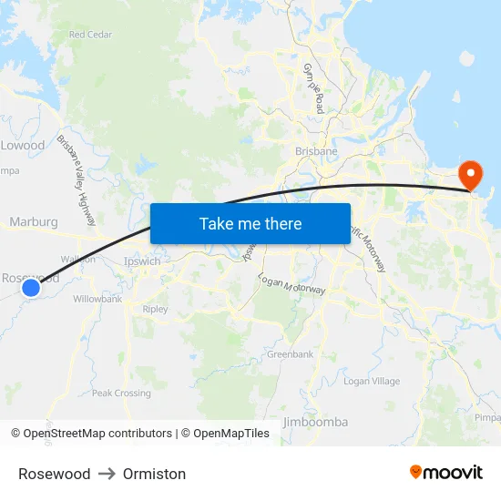 Rosewood to Ormiston map