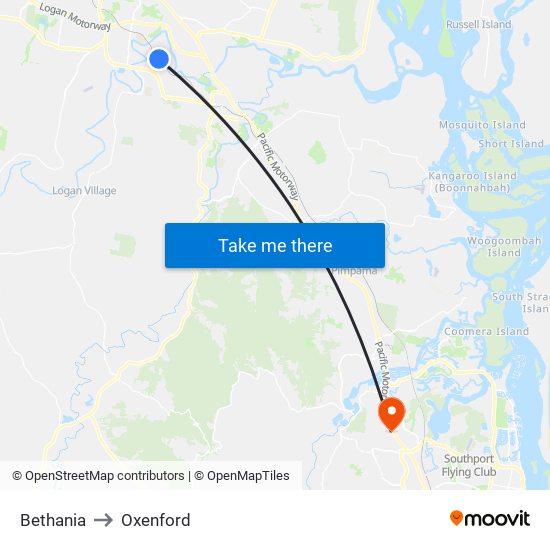 Bethania to Oxenford map