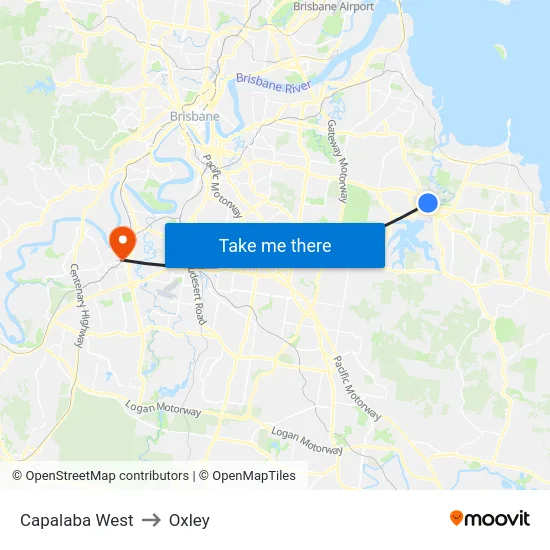Capalaba West to Oxley map