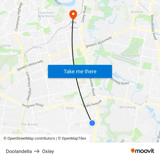 Doolandella to Oxley map