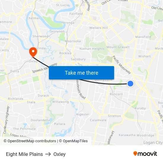 Eight Mile Plains to Oxley map