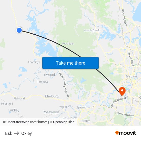 Esk to Oxley map