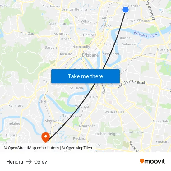 Hendra to Oxley map