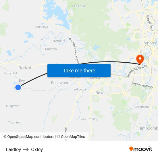 Laidley to Oxley map