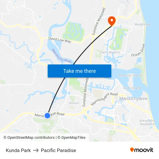 Kunda Park to Pacific Paradise map