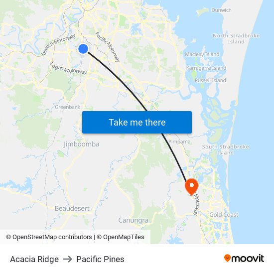 Acacia Ridge to Pacific Pines map