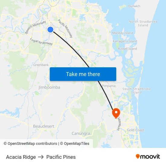 Acacia Ridge to Pacific Pines map
