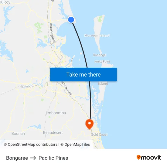 Bongaree to Pacific Pines map