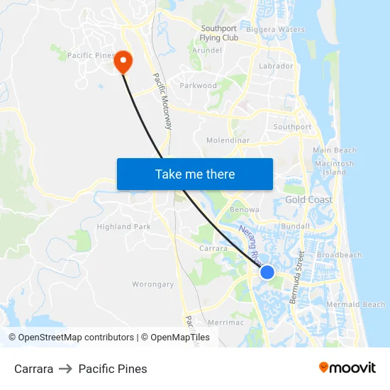Carrara to Pacific Pines map