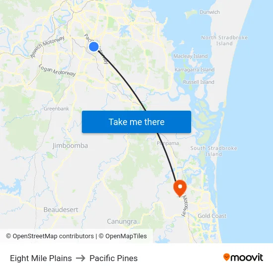 Eight Mile Plains to Pacific Pines map