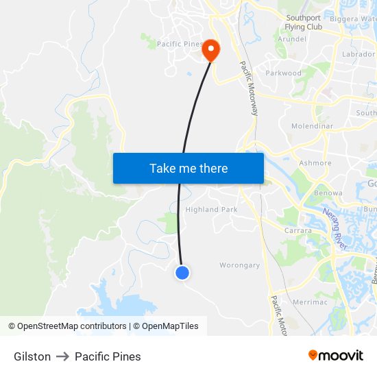 Gilston to Pacific Pines map