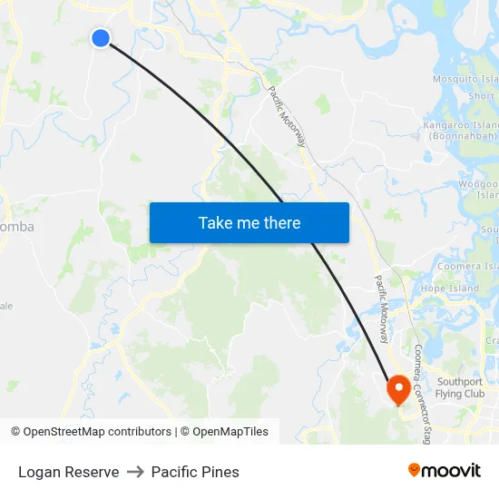 Logan Reserve to Pacific Pines map