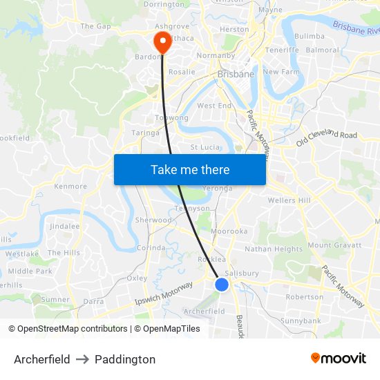 Archerfield to Paddington map