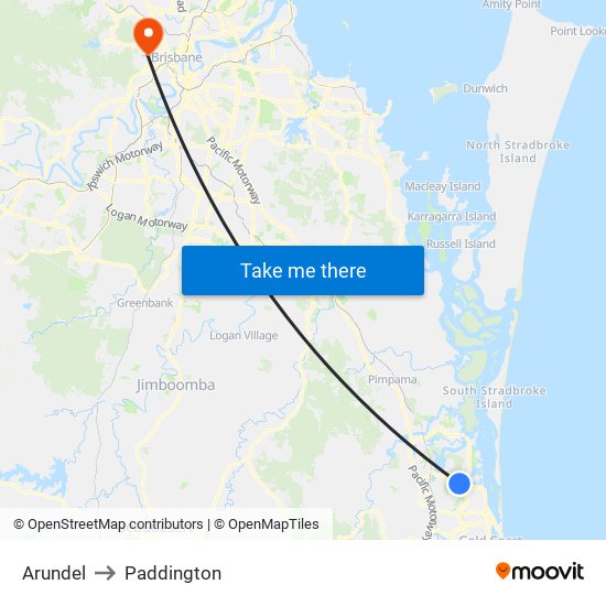 Arundel to Paddington map