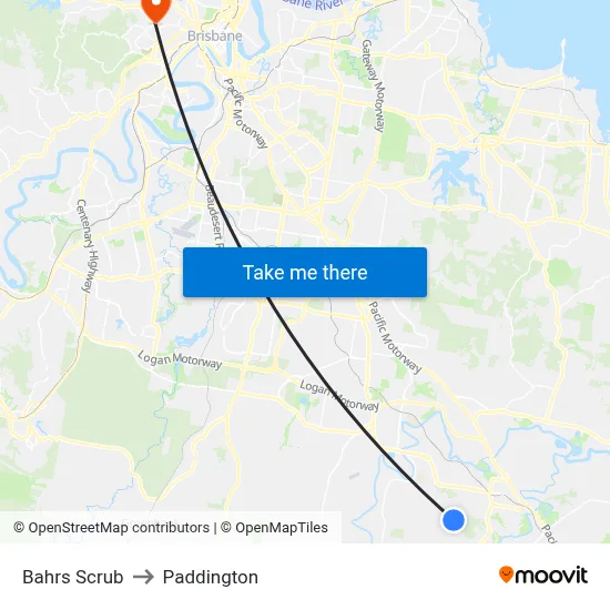 Bahrs Scrub to Paddington map