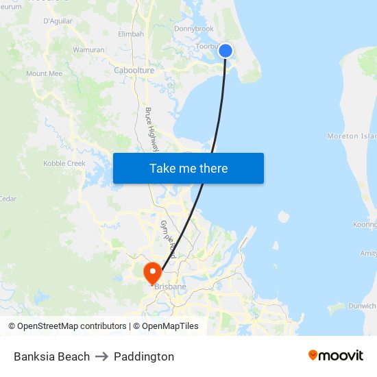 Banksia Beach to Paddington map