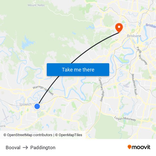 Booval to Paddington map