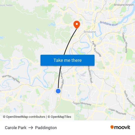 Carole Park to Paddington map