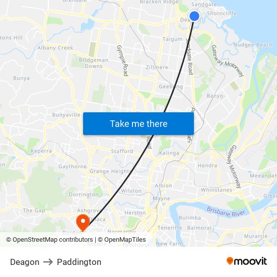 Deagon to Paddington map