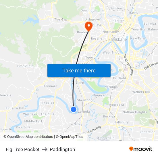 Fig Tree Pocket to Paddington map