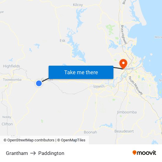 Grantham to Paddington map