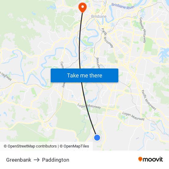 Greenbank to Paddington map