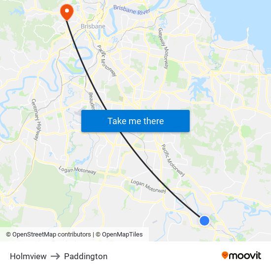 Holmview to Paddington map