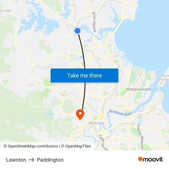 Lawnton to Paddington map